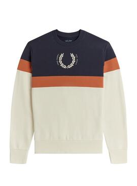 Sweat Imprimé Fred Perry Block Beige Pour Homme