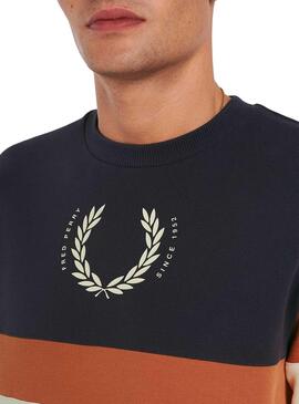 Sweat Imprimé Fred Perry Block Beige Pour Homme