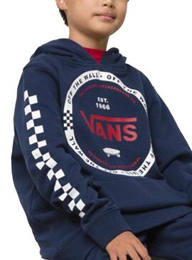 Sweat Vans Logo Check Bleu Marine Pour Garçon