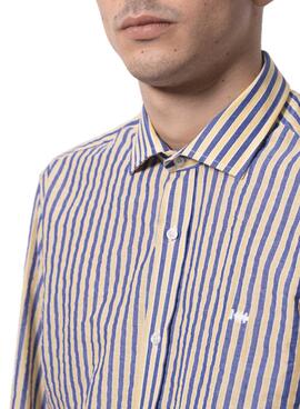 Chemise Klout Marbella Rayures Bleu y Jaune Homme
