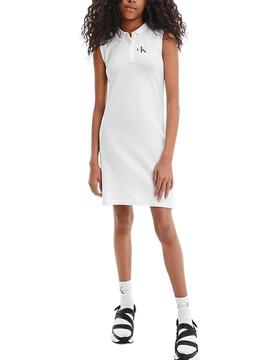 Robe Polo Calvin Klein Monogram Blanc Fille