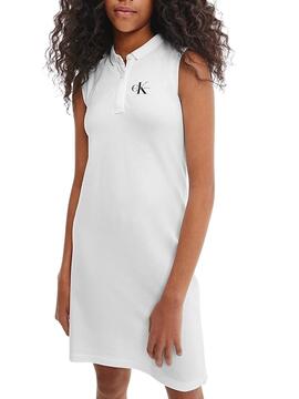 Robe Polo Calvin Klein Monogram Blanc Fille