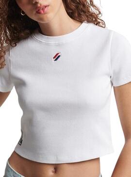 T-Shirt Superdry Code Essential Crop Blanc Femme