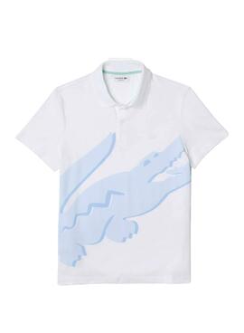 Polo Lacoste Cocodrilo Oversize Blanc pour Homme