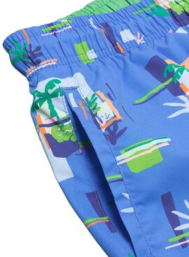 Slip De Bain Lacoste Imprimé Croco Bleu Homme