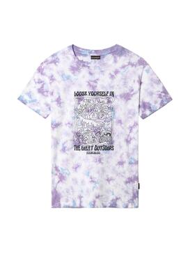 T-Shirt Napapijri Tie Dye Violet et Blanc Homme