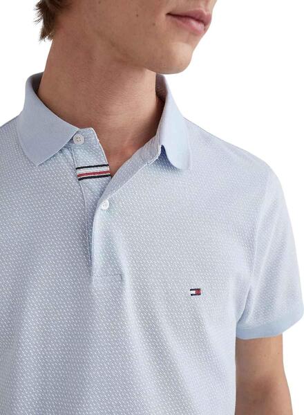 Polo micro print blanc homme - Tommy Hilfiger