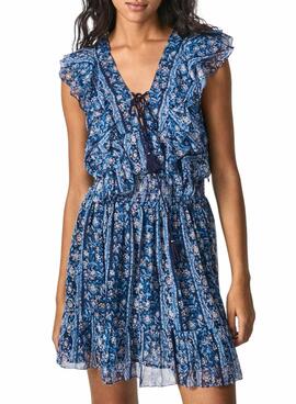 Robe Pepe Jeans Latisha Imprimé Floral Bleu