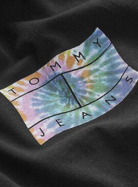 T-Shirt Tommy Jeans Flag Tie Dye Noire Homme