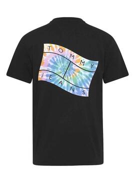 T-Shirt Tommy Jeans Flag Tie Dye Noire Homme