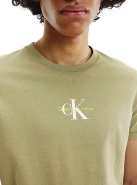 T-Shirt Calvin Klein Monogram Logo Vert Homme