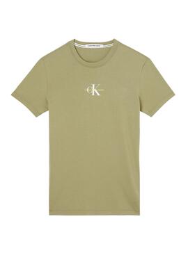 T-Shirt Calvin Klein Monogram Logo Vert Homme