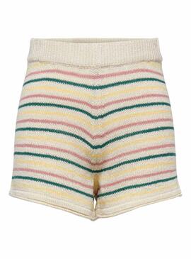 Short Only Frica Rayures Beige Multi pour Femme