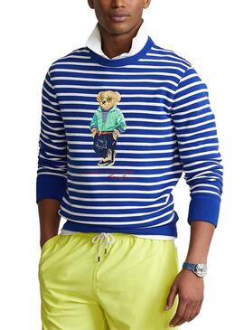 Sweat Polo Ralph Lauren Rayures Bear Bleu Homme