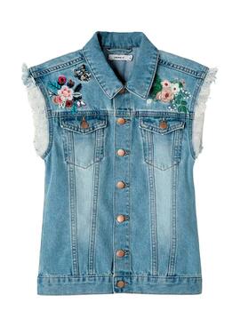 Gilet Jeans Name It Denim Brodé De Fleurs Fille