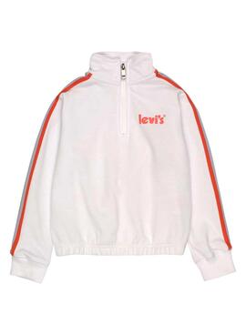 Sweat Levis Half Zip Logo Blanc pour Fille