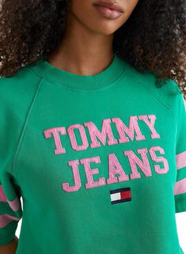 Sweat Tommy Jeans ABO POP Vert pour Femme
