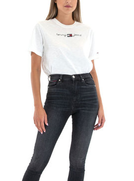 T-Shirt Tommy Jeans Homespun Blanc pour Femme
