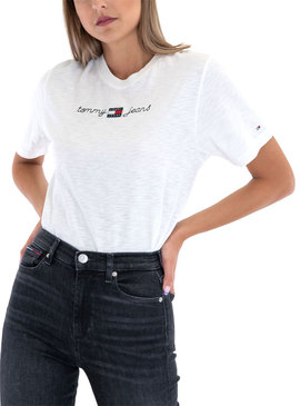 T-Shirt Tommy Jeans Homespun Blanc pour Femme