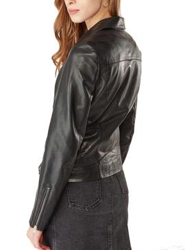 Veste Naf Naf Cuir Avec Pochettes Noire Femme