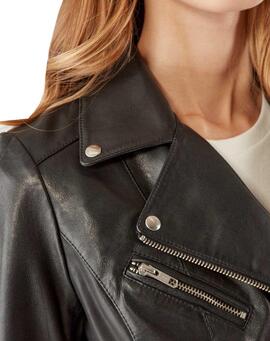 Veste Naf Naf Cuir Avec Pochettes Noire Femme