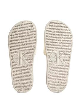 Flip flops Diapositive Calvin Klein Monogram Crème Femme