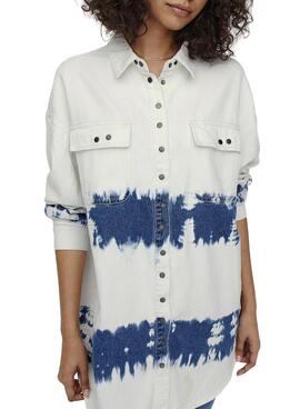 Chemise Denim Only Kasia Tie Dye Blanc Femme