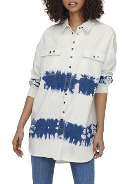 Chemise Denim Only Kasia Tie Dye Blanc Femme