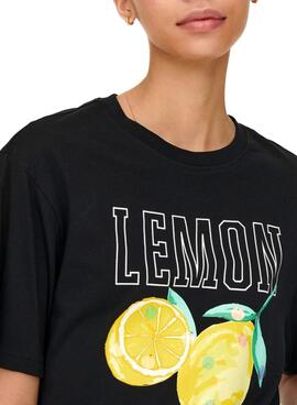 T-Shirt Only Impression de fruits Noire Femme