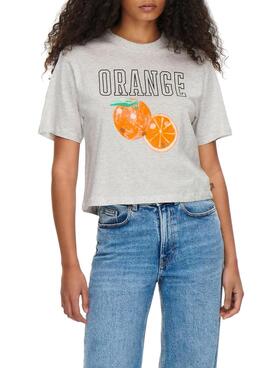 T-Shirt Only Estampé Oranges Gris pour Femme