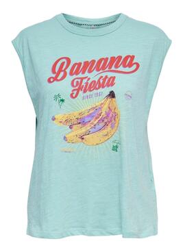 T-Shirt Only Banja Banane Bleu pour Femme