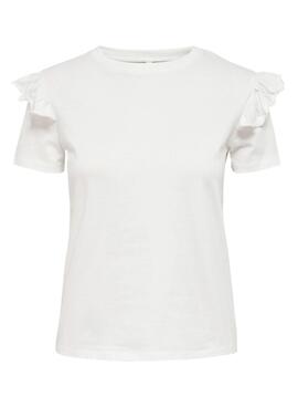 T-Shirt Only Maja Volantss Blanc pour Femme
