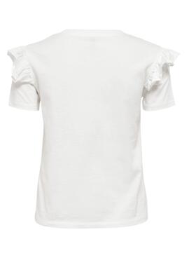 T-Shirt Only Maja Volantss Blanc pour Femme