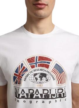 T-Shirt Napapijri S Turin Blanc pour Homme