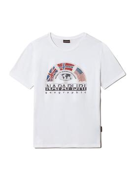 T-Shirt Napapijri S Turin Blanc pour Homme