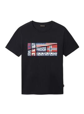 T-Shirt Napapijri S Turin Noire pour Homme