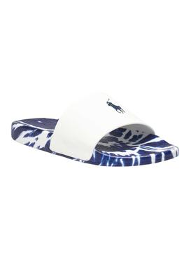 Flip Flops Polo Ralph Lauren Slide Tie Dye Blancs