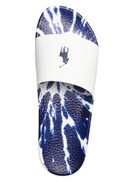 Flip Flops Polo Ralph Lauren Slide Tie Dye Blancs