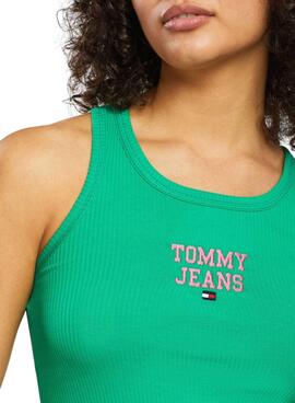 Top Crop Tommy Jeans POP DROP Vert pour Femme