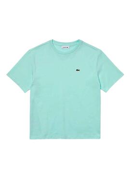 T-Shirt Col Rond Lacoste Turquoise pour Femme