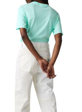 T-Shirt Col Rond Lacoste Turquoise pour Femme