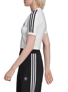 Top Crop Adidas Adicolor Blanc pour Femme