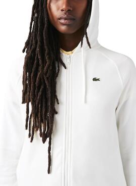 Veste Lacoste Capuche Blanc pour Femme