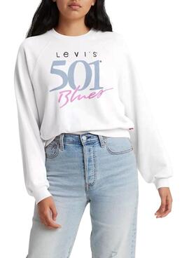 Sweat Levis Graphic Vintage Crew 501 Bleu Femme