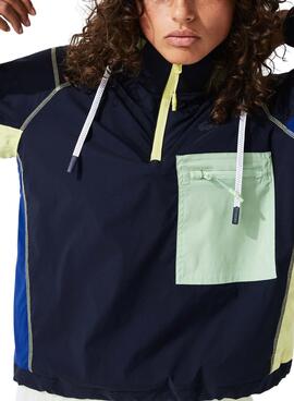 Coupe-Vent Lacoste Colorblock Bleu Marine pour Femme
