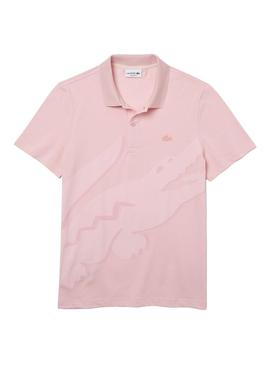 Polo Lacoste Crocodile Rose pour Homme