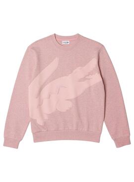 Sweat Lacoste Croco Oversize Rose Homme
