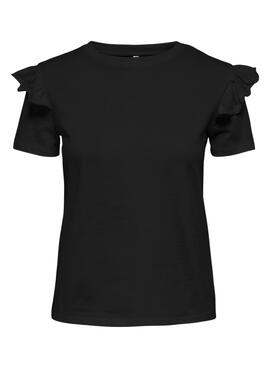 T-Shirt Only Maja Volantss Noire pour Femme