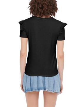 T-Shirt Only Maja Volantss Noire pour Femme