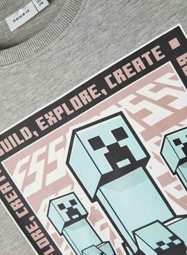 Sweat Name It Jassana Minecraft Gris Femme